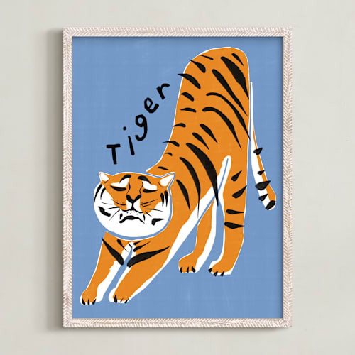 This is a tangerine art by Inkblot Design called tiger yoga