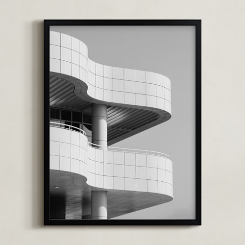 This is a black & white art by lulu and isabelle called curves and squares 1