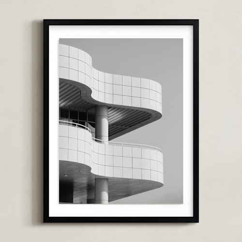 This is a black & white art by lulu and isabelle called curves and squares 1