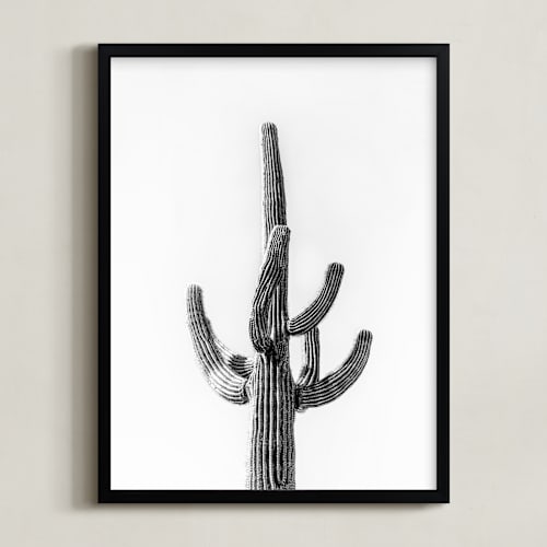 This is a black and white art by Ellen Schlegelmilch called lone cactus