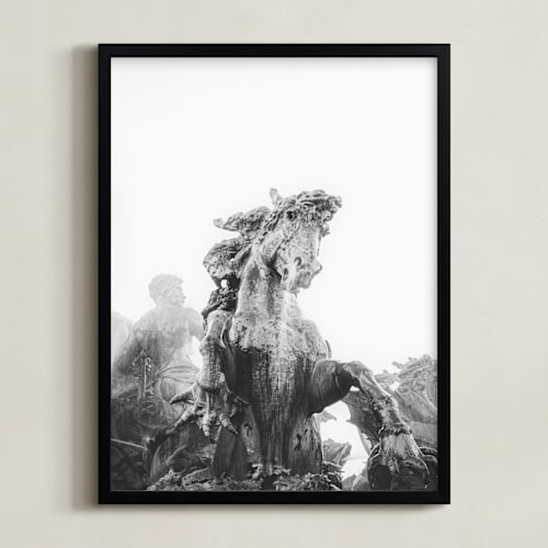 This is a black and white art by Jacquelyn Sloane Siklos called fantastical creature, fountain