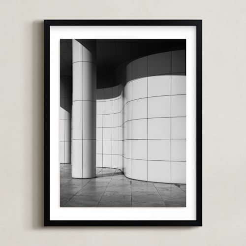 This is a black & white art by lulu and isabelle called curves and squares 2