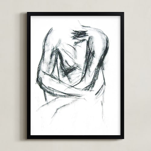 This is a charcoal black art by R studio called embrace