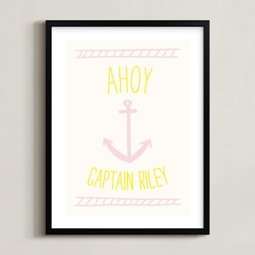 This is a pink lemonade personalized art for kids by Shari Margolin called ahoy matey