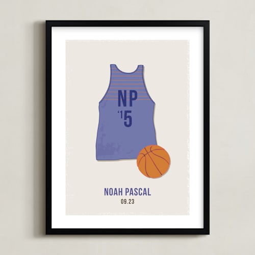 This is a blue personalized art for kids by Tyler Tea called b-ball