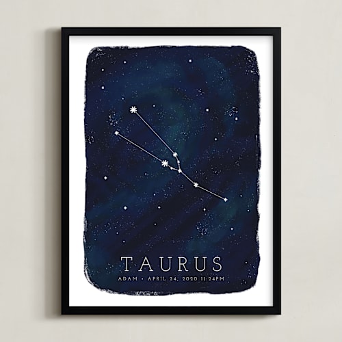 This is a galaxy personalized art for kids by Ashley Presutti Beasley called zodiac constellation taurus