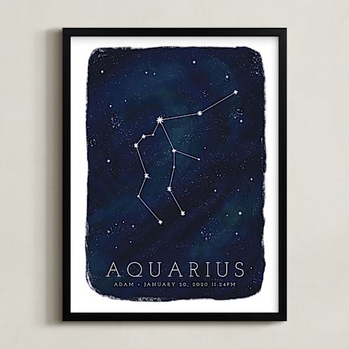This is a galaxy personalized art for kids by Ashley Presutti Beasley called zodiac constellation aquarius
