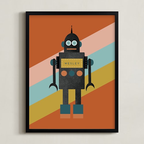 This is a pumpkin personalized art for kids by Morgan Kendall called retro robot