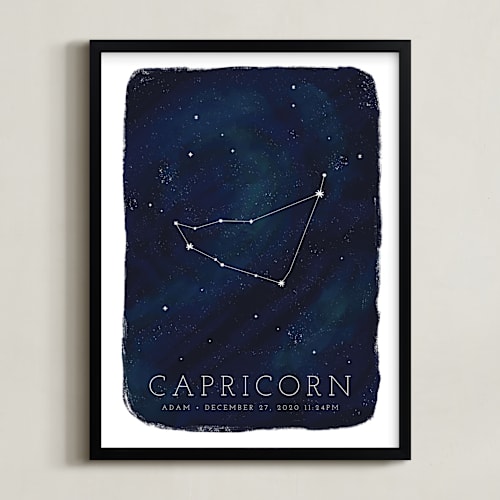 This is a galaxy personalized art for kids by Ashley Presutti Beasley called zodiac constellation capricorn
