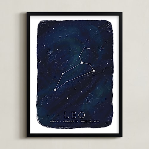 This is a galaxy personalized art for kids by Ashley Presutti Beasley called zodiac constellation leo