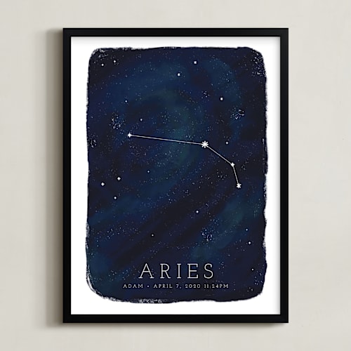 This is a galaxy personalized art for kids by Ashley Presutti Beasley called zodiac constellation aries