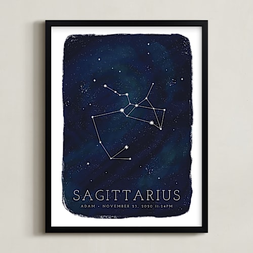 This is a galaxy personalized art for kids by Ashley Presutti Beasley called zodiac constellation sagittarius