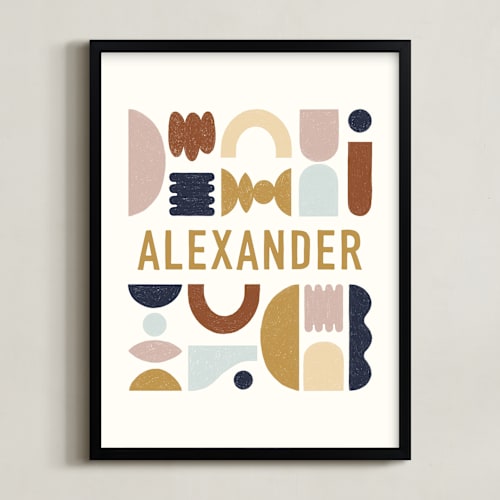 This is a neutral personalized art for kids by Pati Cascino called mid-century kid