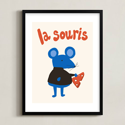 This is a cobalt kids wall art by Morgan Kendall called french mouse