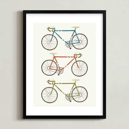 This is a linen kids wall art by Daily Design Co called vintage bike