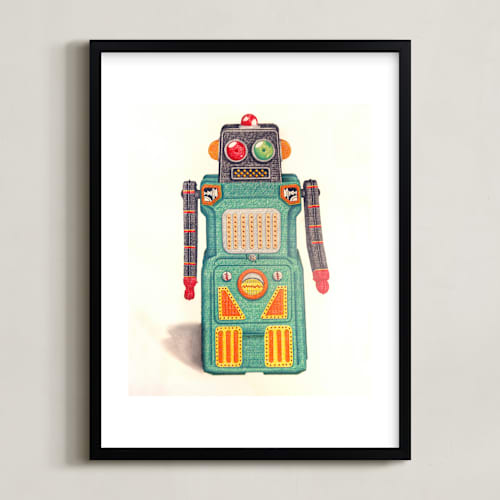 This is a emerald green kids wall art by Ed Hogan called robot green