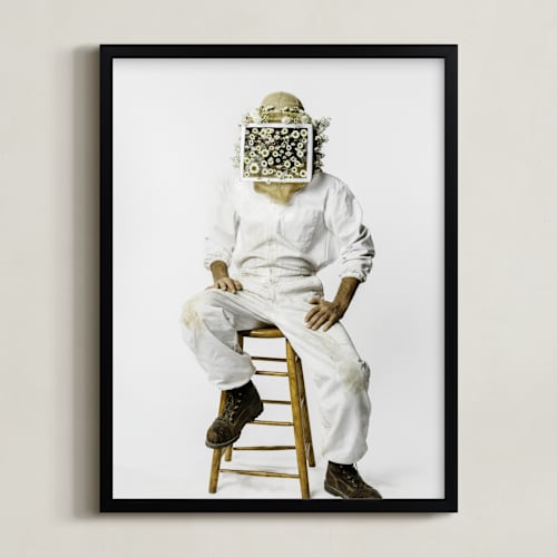 This is a white bumble bee art by Theresa Bear called the bees knees