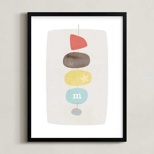 This is a stone nursery wall art by Stacey Meacham called mid-century monogram