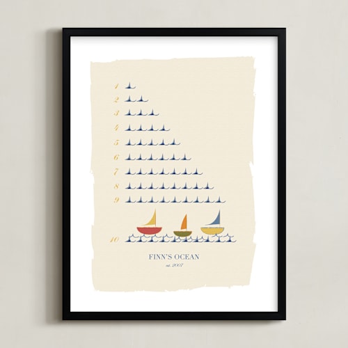 This is a indigo nursery wall art by Michelle Enderton called the counting ocean