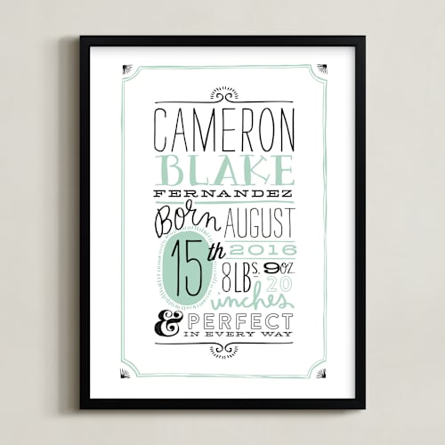 This is a mint nursery wall art by Alethea and Ruth called vintage info