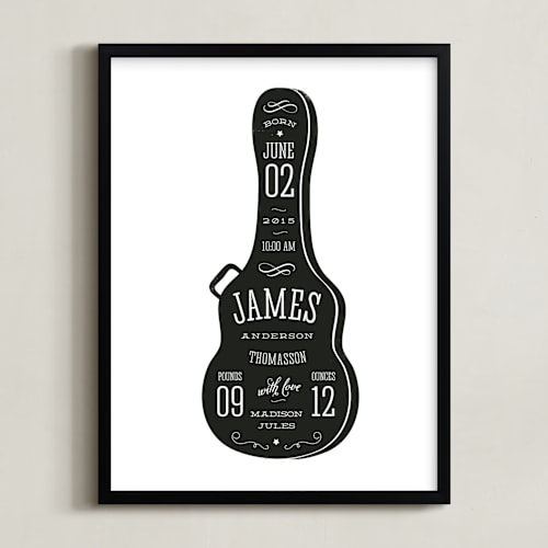 This is a midnight nursery wall art by Heather Francisco called gig info guitar case