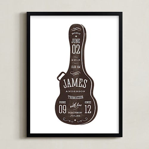 This is a chocolate nursery wall art by Heather Francisco called gig info guitar case