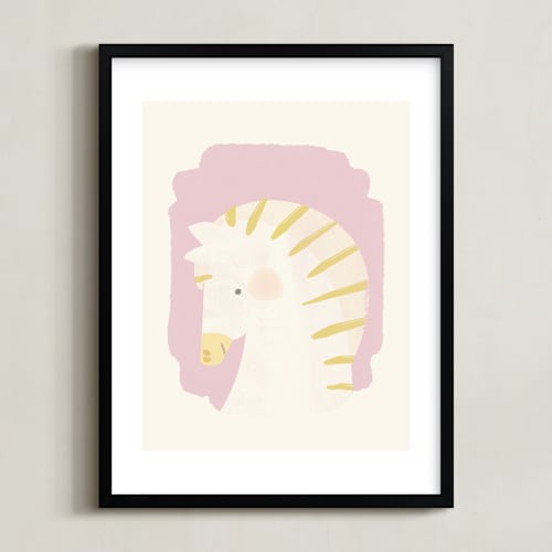This is a purple nursery wall art by Lori Wemple called valentine zoo zebra