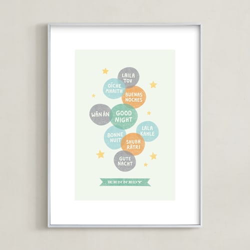 This is a mint nursery wall art by Olivia Raufman called good night world