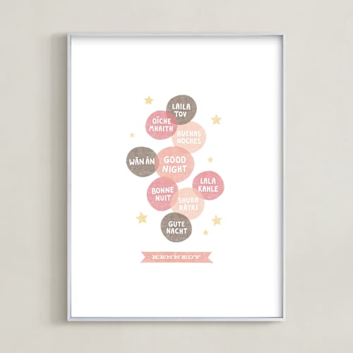 This is a rose nursery wall art by Olivia Raufman called good night world