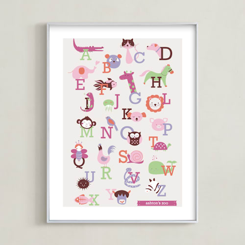 This is a orchid nursery wall art by Anais Lee called animal a to z