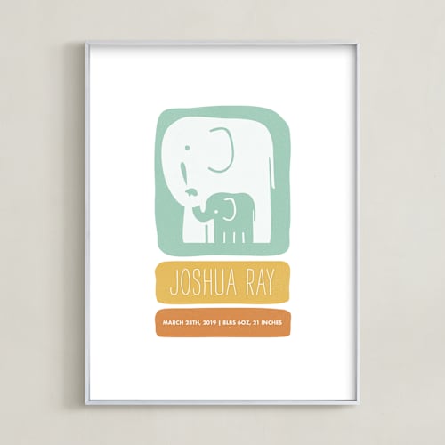 This is a tropical nursery wall art by Snow and Ivy called little elephant