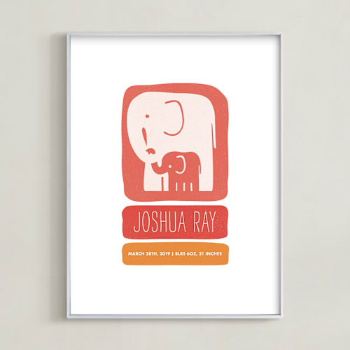 This is a sherbet nursery wall art by Snow and Ivy called little elephant