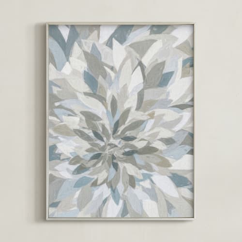 This is a slate blue art with standard by Corrina Reid called muted lotus