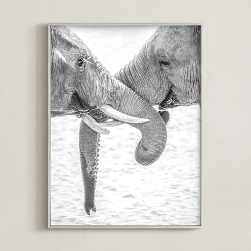 This is a black and white art by Jennifer Mckinnon Richman called elephant love