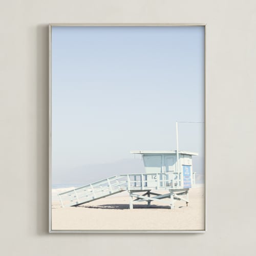 This is a pastel blue art by Caroline Mint called the pastel blue lifeguard house