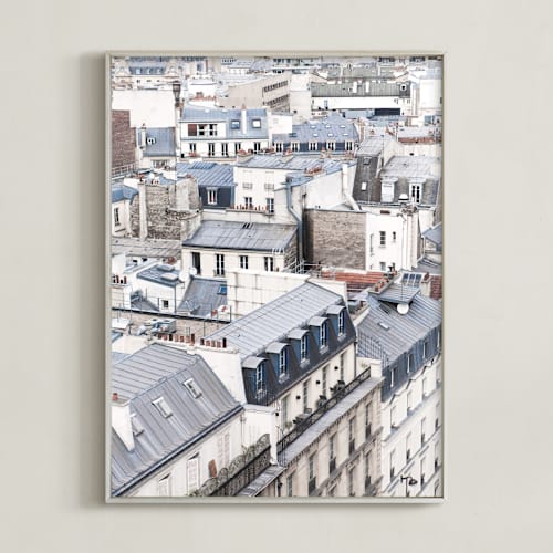 This is a blue art by Anna Argiropoulos called dancing rooftops