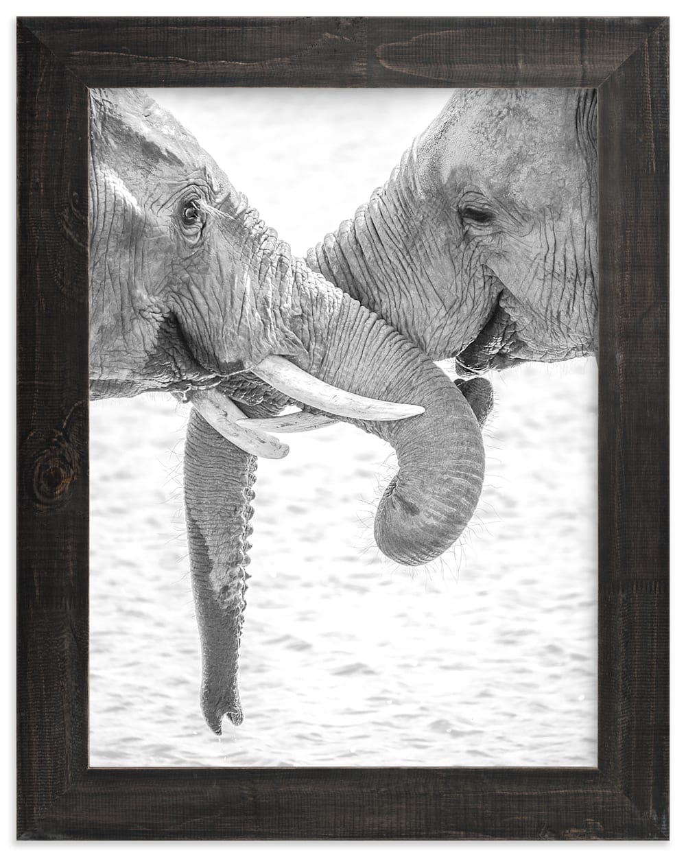 This is a black and white art by Jennifer Mckinnon Richman called elephant love
