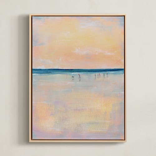 This is a peach kids wall art with standard by Lindsay Megahed called beach sunset