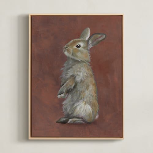 This is a terracotta nursery wall art with standard by Aimee Schreiber called terracotta bunny
