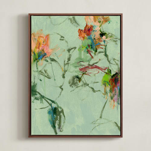 This is a sage green art with standard by Sonal Nathwani called fleeting roses, autumn