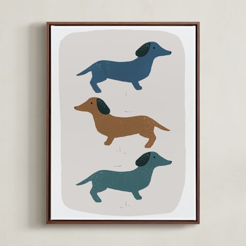 This is a earth nursery wall art by Maja Cunningham called dachshund parade