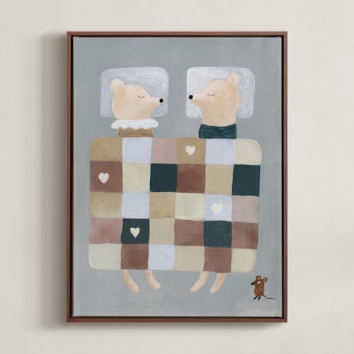 This is a winter grey nursery wall art by Maja Cunningham called not a creature was stirring