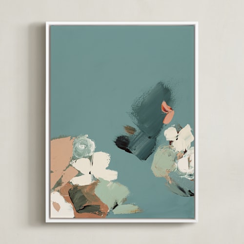 This is a smokey turquoise art by Caryn Owen called cool tone abstract botanical i