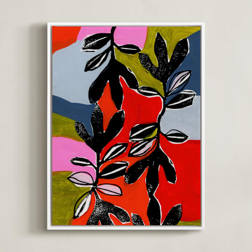 This is a orange fuchsia art by Deborah Velasquez called stained glass and ivy