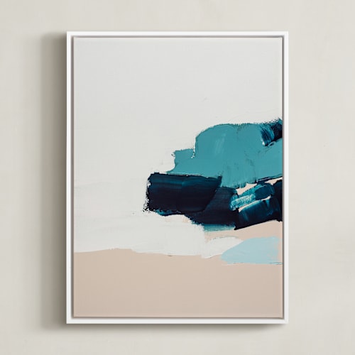 This is a dark blue art by Caryn Owen called hidden beach diptych ii