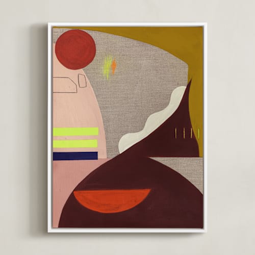 This is a maroon art by Keren Toledano called horologium