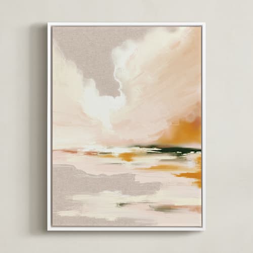 This is a pale peach art by Katy Abraham called lulu's landing
