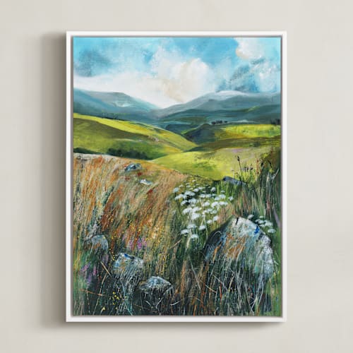 This is a chartreuse green art by Luci Power called two valleys i