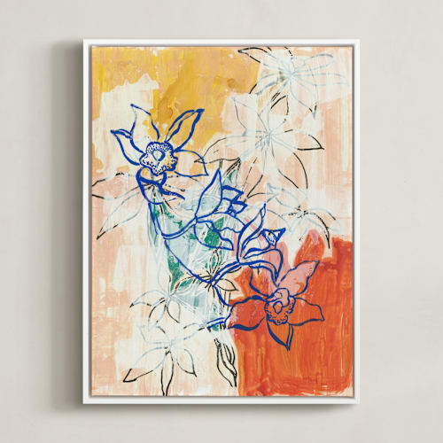This is a blue art by Lise Gulassa called blue orchids