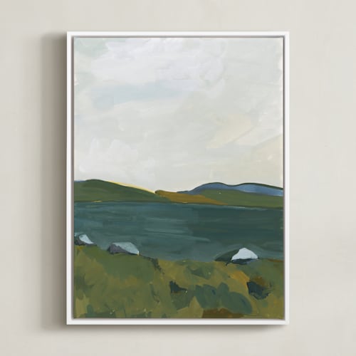 This is a meadow green art by Lucrecia Caporale called serenity by the lake 2